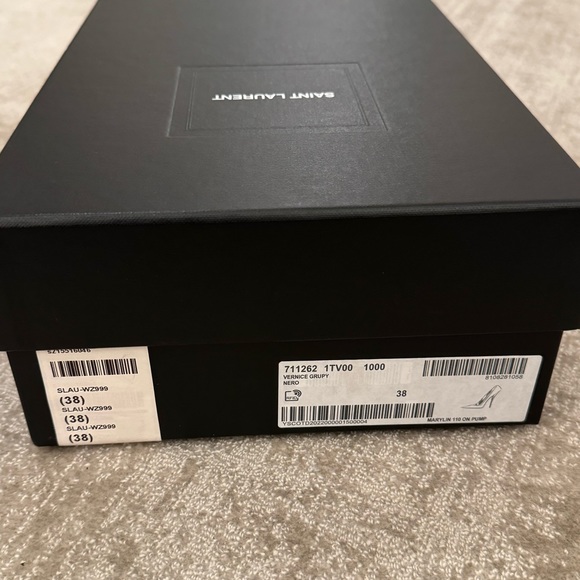 SAINT LAURENT 2023 Marylin 110 Patent Leather Pump Black size 38 - Picture 8 of 12